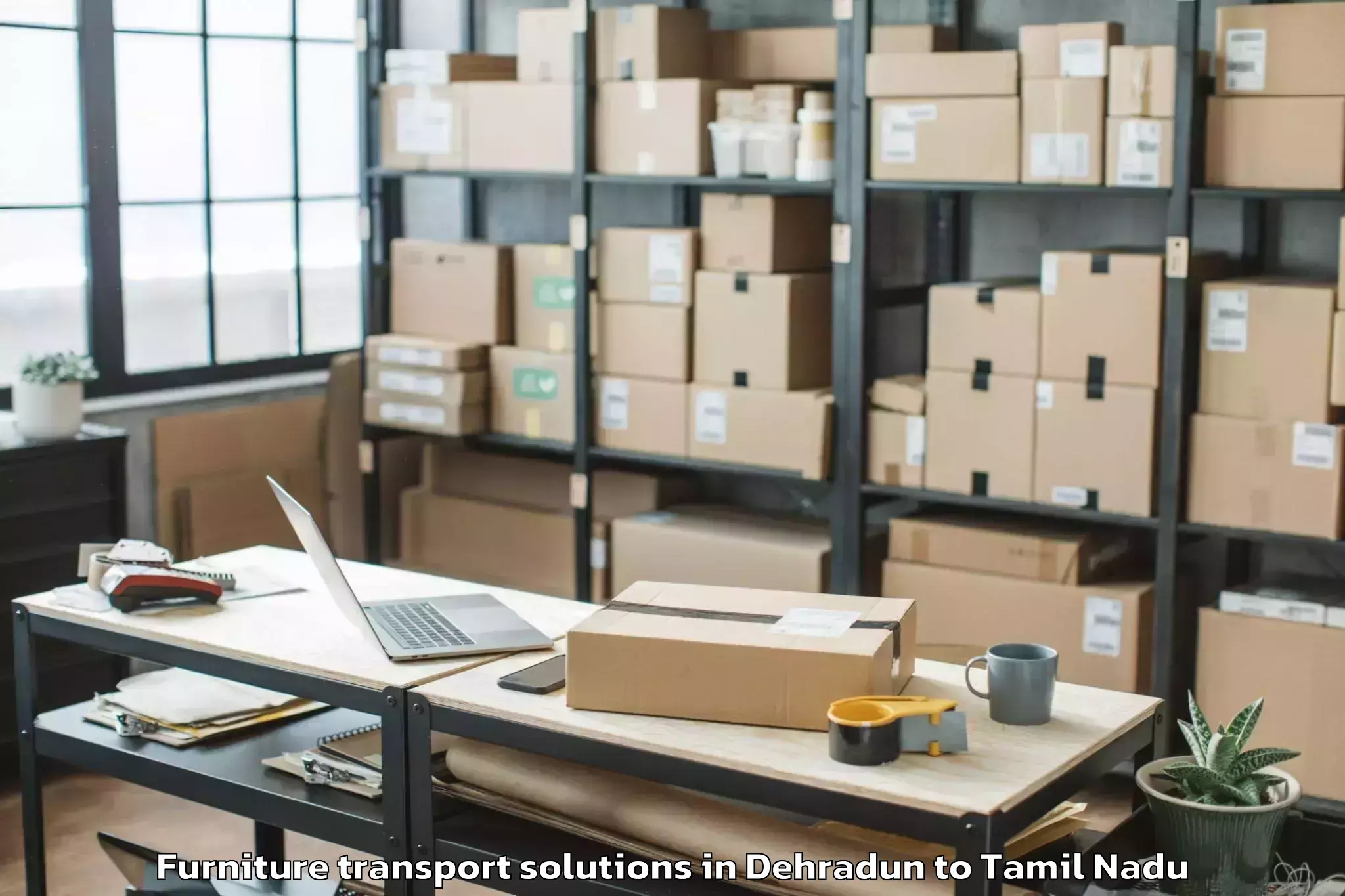 Trusted Dehradun to Vadamadurai Furniture Transport Solutions